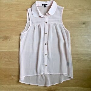 Monteau Pink‎ Sheer Button-Down Tank